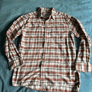 Mountain Khakis Men's Plaid Shirt - Orange and White